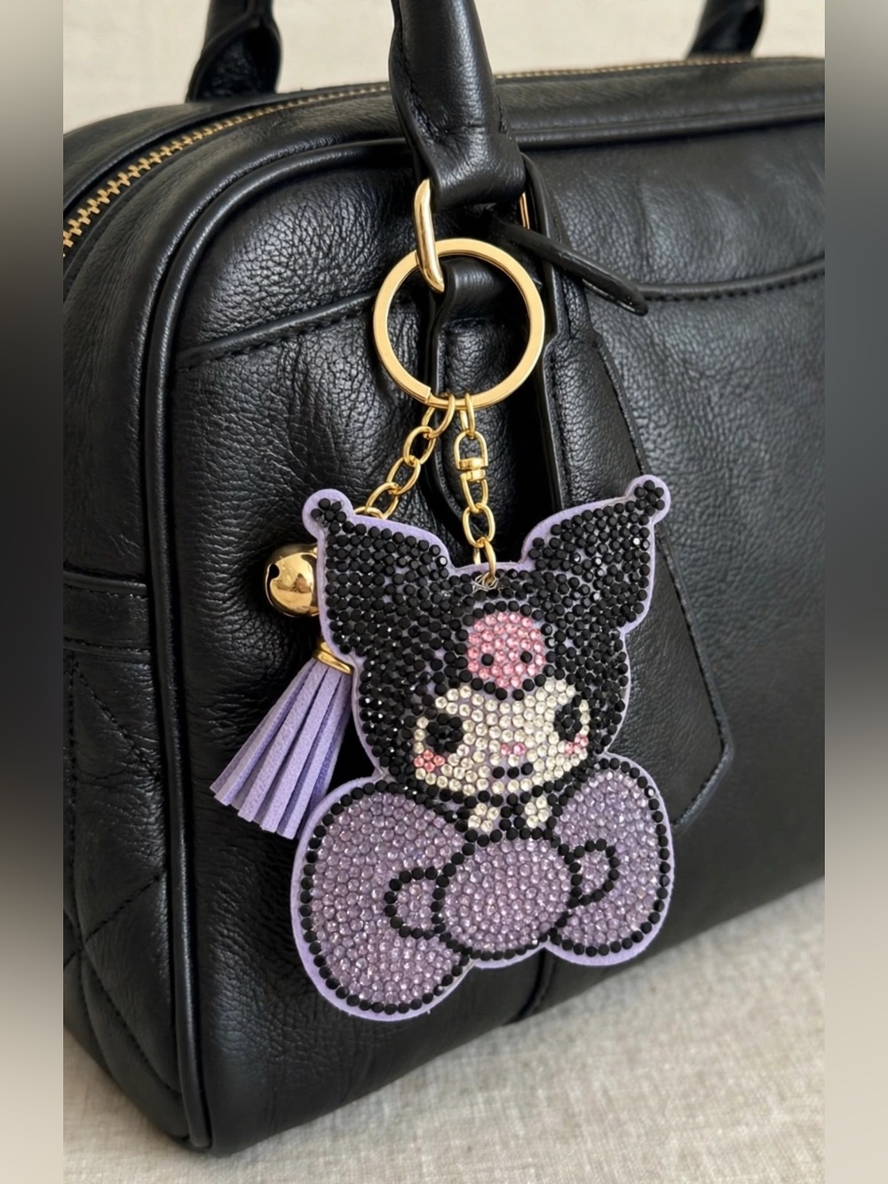 Kuromi rhinestone bag charm keychain